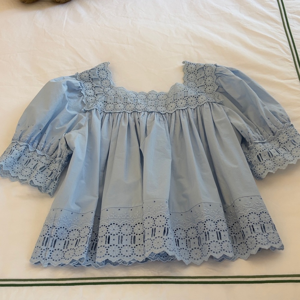 Doen Light Blue Lace Blouse